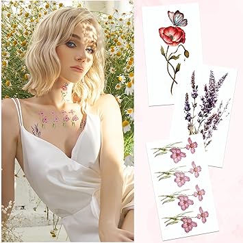 Jeffdad تاتو مؤقت من جيفداد 18 ورقة زهور ملصقات كبيرة تاتو مائي زهور مزيفة تاتو واقعي يدوم طويلاً ملصقات تاتو مقاومة للماء للنساء فن الجسم للبالغين - Image 5