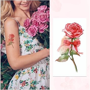Jeffdad تاتو مؤقت من جيفداد 18 ورقة زهور ملصقات كبيرة تاتو مائي زهور مزيفة تاتو واقعي يدوم طويلاً ملصقات تاتو مقاومة للماء للنساء فن الجسم للبالغين - Image 3