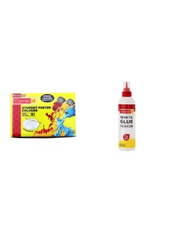 Camlin Camlin Kokuyo Pack Of 18 Shade Bottles 10Ml Each, 1 Palette, 1 Brush & Camlin Strong Bond Glue (White) 200G With 15G Extra  - Image 1
