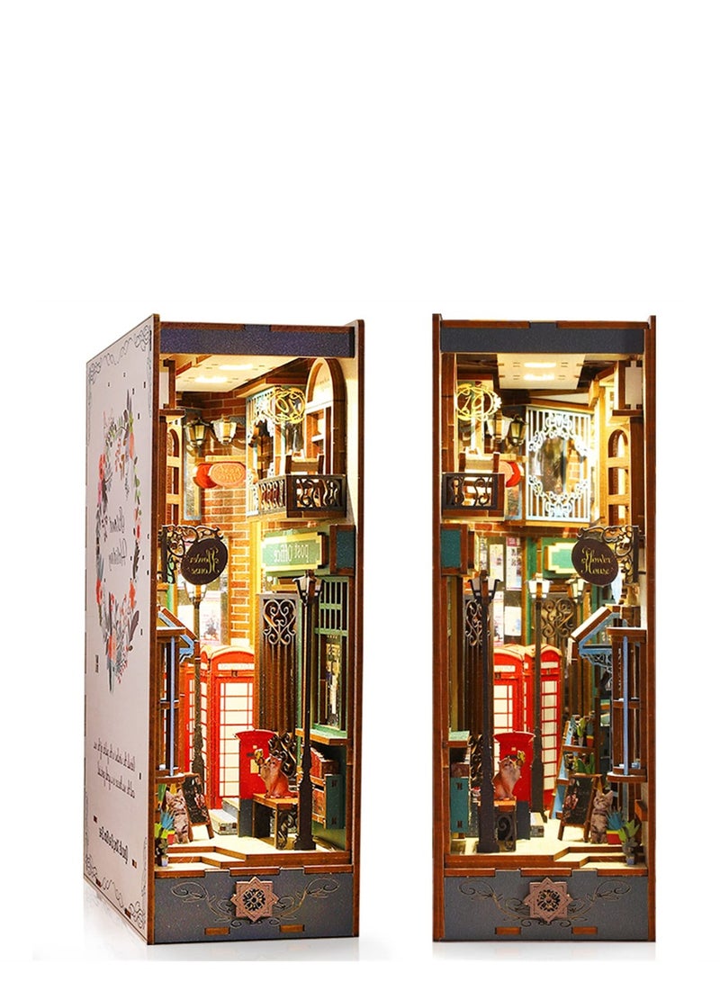 DIY 3D Wooden Book Nook Kits with LED Light, Unique Bookshelf Decor for Teens and Adults, Perfect Gift Idea! - Image 1