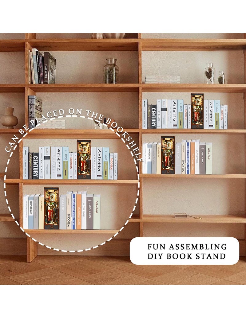 DIY 3D Wooden Book Nook Kits with LED Light, Unique Bookshelf Decor for Teens and Adults, Perfect Gift Idea! - Image 4