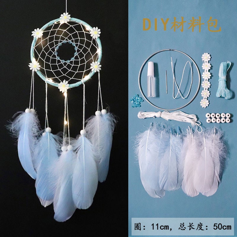 Dreamcatcher DIY Kit for Handmade Wind ChimesDaisy blue material bag [without light]] Daisy blue material bag [without light]] 