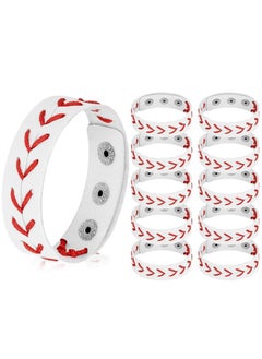 SYOSI Baseball Bracelets Leather Sports Bracelets Baseball Softball Athletes Bangle Cuff Wristband for Baseball Softball Players Sports Team Gifts(10 Pieces)  - Image 1