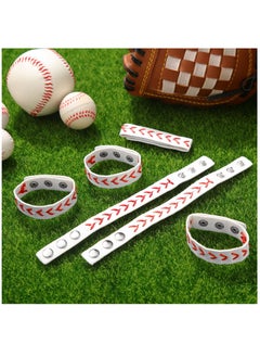 SYOSI Baseball Bracelets Leather Sports Bracelets Baseball Softball Athletes Bangle Cuff Wristband for Baseball Softball Players Sports Team Gifts(10 Pieces)  - Image 3