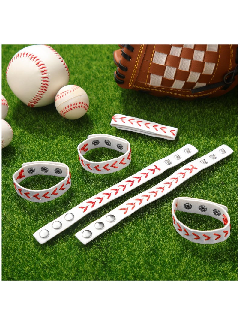 SYOSI Baseball Bracelets Leather Sports Bracelets Baseball Softball Athletes Bangle Cuff Wristband for Baseball Softball Players Sports Team Gifts(10 Pieces)  - Image 3