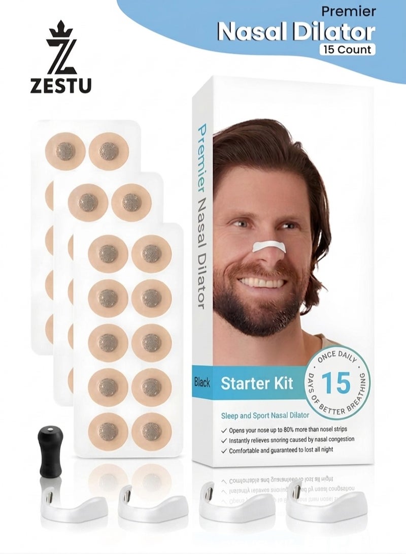 ZESTU 15 Count Magnetic Nasal Strips Snore Stopper Anti Snoring Device for Men & Women – Nose Breathing Strip, Nasal Dilator & Anti Snore Nose Magnet – Snoring Stopper Clip, Nasal Strips for Anti Snoring, Breathe Well Nasal Strips for Sleeping - Image 1