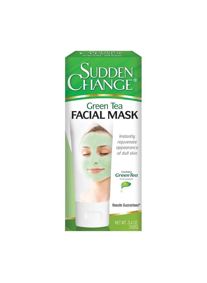 SUDDEN CHANGE Green Tea Facial Mask Diminish Wrinkles Puffiness & More Improve Texture Purify Pores & Remove Excess Oil Made With Antioxidants Cooling Sensation For Relaxation (3.4 Oz)  - Image 1