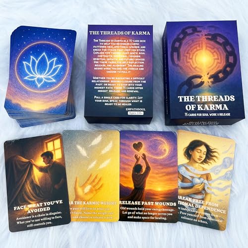 DPEHAKMK Karmic Healing Oracle Cards for Beginners 75 Shadow Work and Soul Growth Oracle Deck for Releasing Past Wounds Emotional Healing Spiritual Awakening and Inner Transformation - Image 1