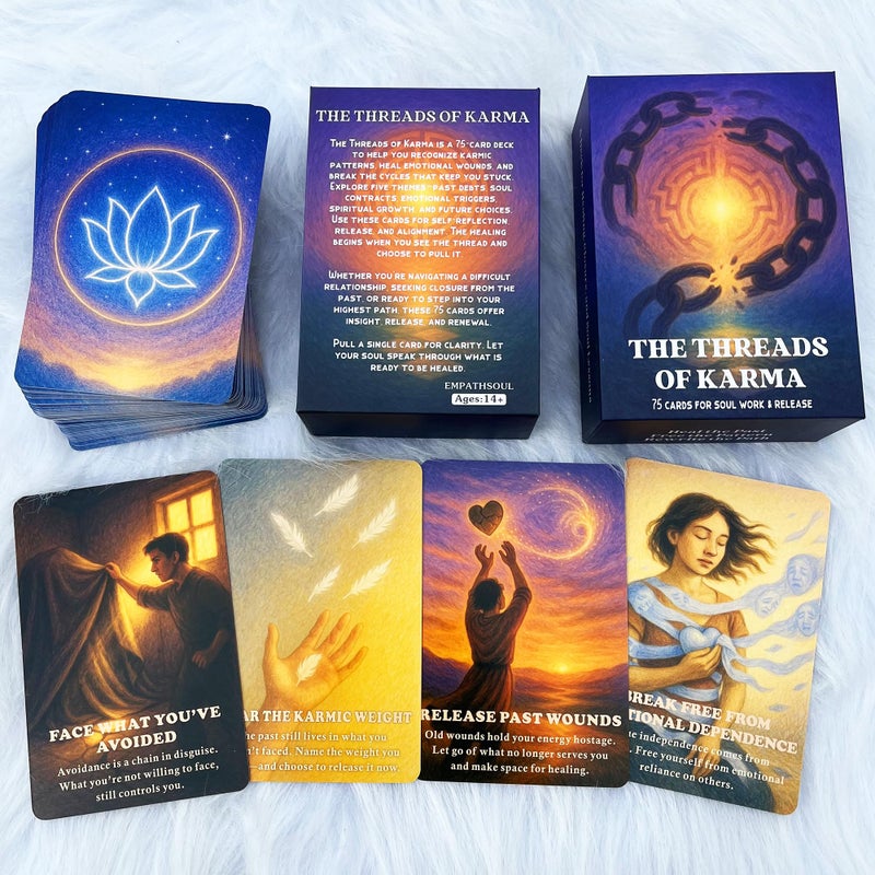DPEHAKMK Karmic Healing Oracle Cards for Beginners 75 Shadow Work and Soul Growth Oracle Deck for Releasing Past Wounds Emotional Healing Spiritual Awakening and Inner Transformation - Image 3