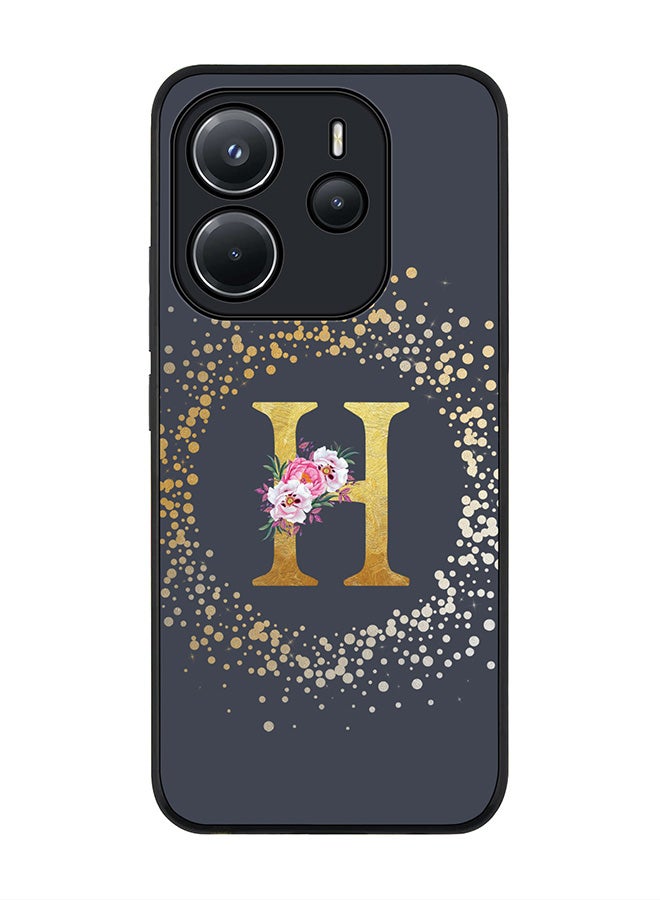 Stylizedd For Xiaomi Redmi Note 14 4G 4G Case,Slim fit Camera Protection, Shockproof Thin Phone cover  - Custom Monogram Floral - H  (Grey ) - Image 1