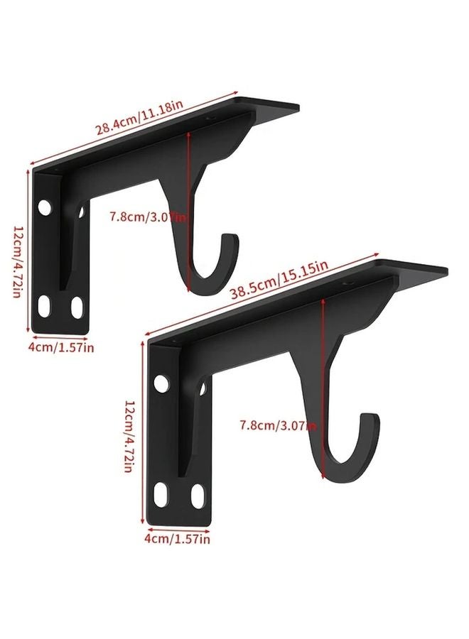 2PC Black 15 15 Inch Heavy Duty Metal Wall Hooks With Screws Triangle Shelf Support Bracket - Image 5