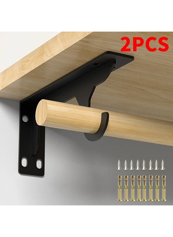 2PC Black 15 15 Inch Heavy Duty Metal Wall Hooks With Screws Triangle Shelf Support Bracket - Image 3