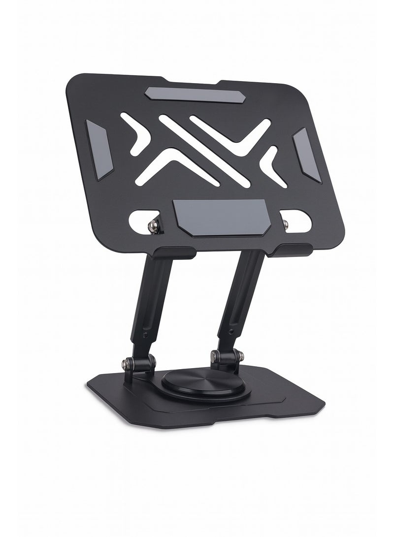 حامل مكتب دوّار للتابلت SG-16 – معدني ثابت وقابل للتعديل – قابل للطي وسهل التخزين – مناسب للاستخدام المنزلي والمكتبي والبث المباشر – لون اسود - Image 1