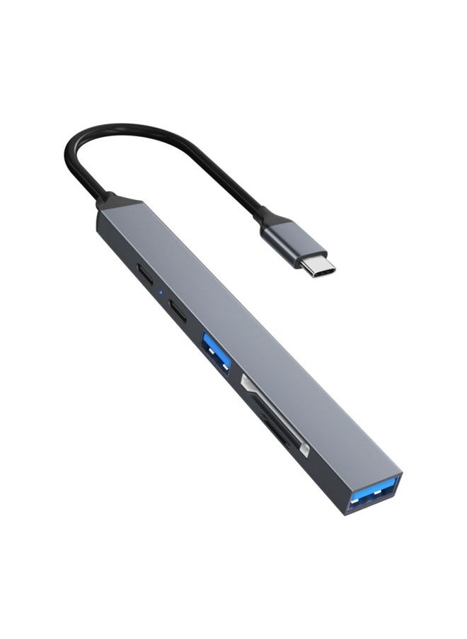 BURAQ - ADS-807 PD100 6 in 1 Type-C to PD100W + USB3.0 + USB2.0 + SD/TF HUB Docking Station(Space Grey) - Image 1
