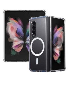 Magnetic Clear Case for Samsung Galaxy Z Fold 3 5g, Compatible with Magsafe Card Wallet and Wireless Charger, Transparent Shockproof and Drop-Proof Case