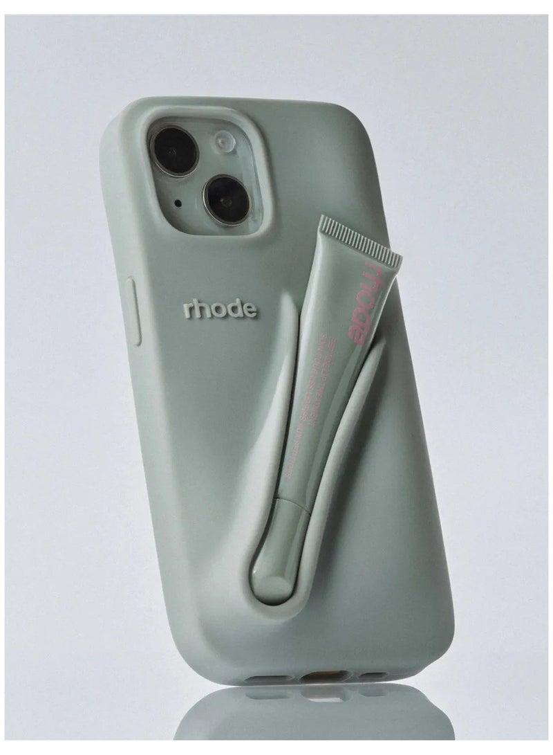 rhode Lip Gloss Phone Case with Lip Tint, For iPhone Case Liquid Silicone Camera Protection Lipstick Lip Glaze Phone Case for iPhone 16  (Grey) - Image 1