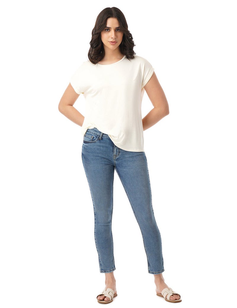 inkd جينز نسائي سوبر سكيني بصفر عفو - متوسط الارتفاع | مزيج القطن | قماش قابل للتمدد | تصميم كلاسيك 5 بوكيتيب | جينز للنساء - Image 2