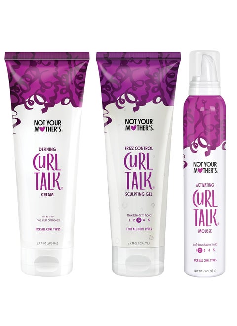 Not Your Mother's Curl Talk Defining Curl Cream, Frizz Control Styling Gel and Mousse (3-Pack) - 9.7oz Cream, 7oz Mousse