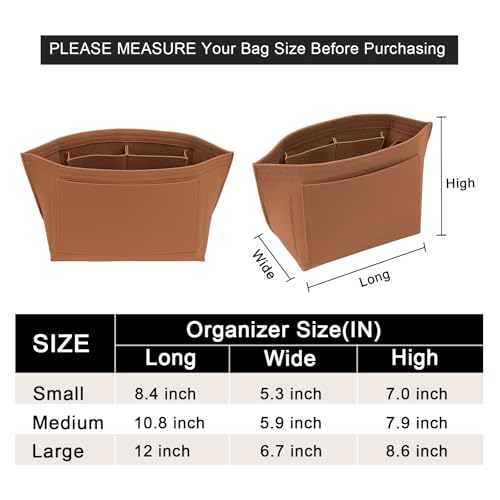 LOUKAYCCI Purse Organizer Insert for Longchamp Le Pliage M Handbag Insert Felt Long Champ Tote Bag Organizer Insert with Cup EarthColor Medium - Image 3