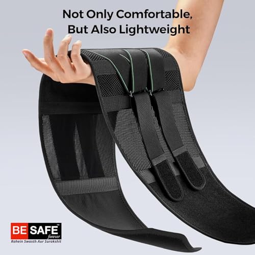 BESAFE Forever Lumbar Sacral Belt For Back Sprains, Strains, & Muscle Spasms, Unisex With 5 Flexible Splints for Lower Back Support, (Fits 30-42 inches Waist Size) (Black) - Image 2