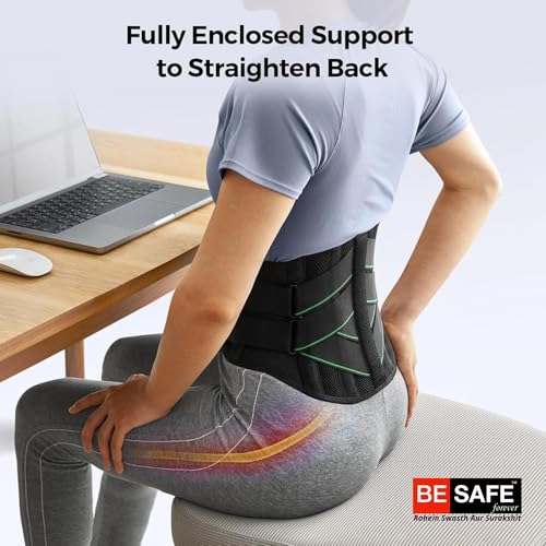 BESAFE Forever Lumbar Sacral Belt For Back Sprains, Strains, & Muscle Spasms, Unisex With 5 Flexible Splints for Lower Back Support, (Fits 30-42 inches Waist Size) (Black) - Image 3