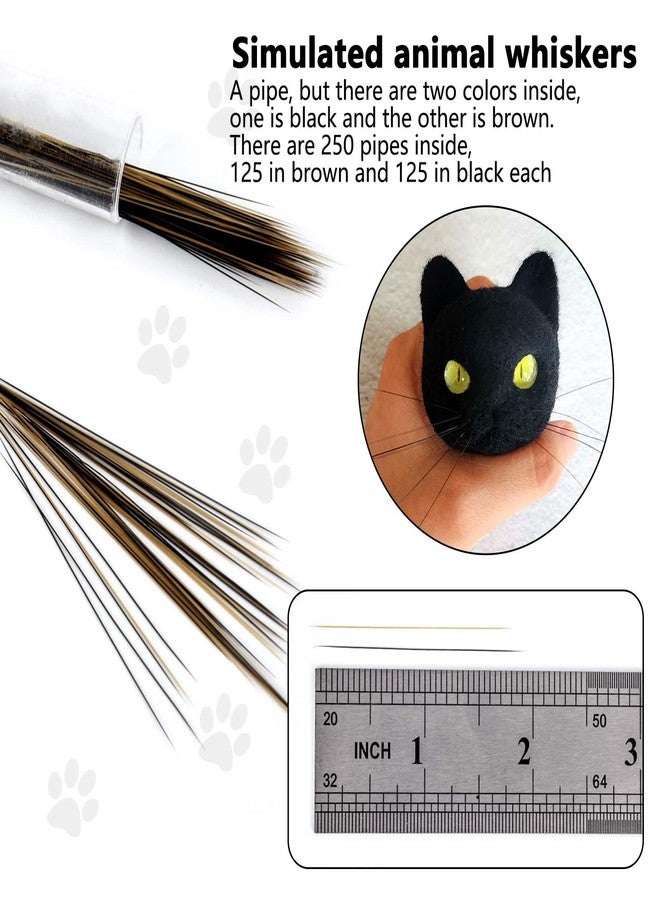 SoeKoa 250pcs Simulated Animal Whiskers for Crafts Needle Felting, Craft Animal Whiskers 3 Inches, 125 Each Stuffed Animal Whiskers in Black and Brown - Image 2