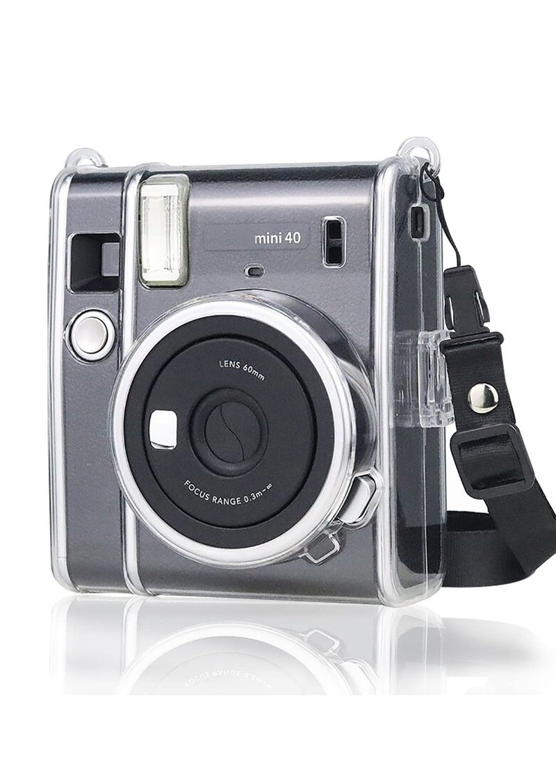 Generic Ransparent Case, Crystal Hard PVC Clear Case with Shoulder Strap, Protective Case Clear Compatible with Fujifilm Instax Mini 40 Instant Camera/Polaroid Mini 40 Camera  - Image 1