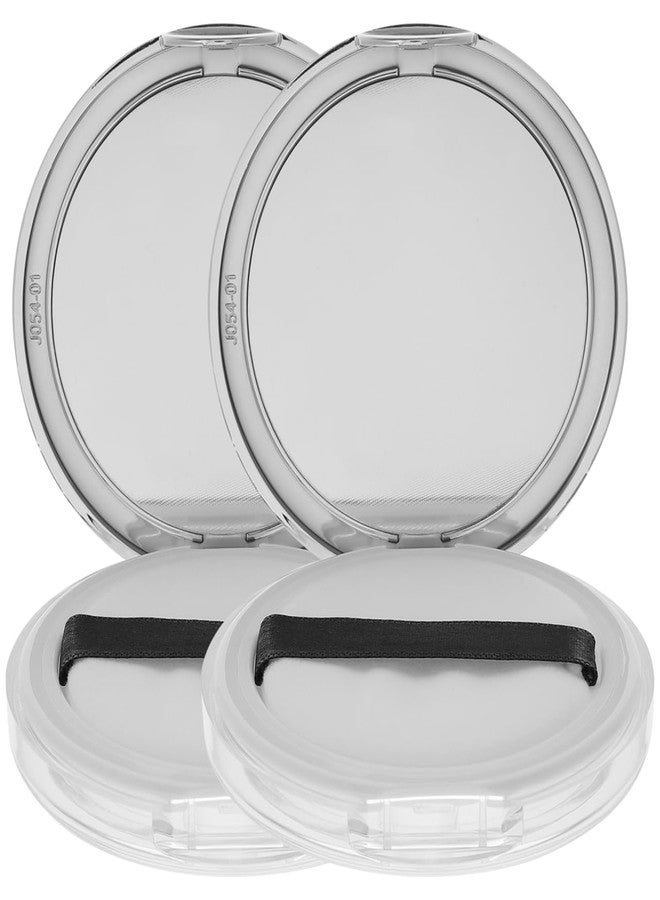 Beaupretty 2PCS Empty Powder Compact Plastic DIY Makeup Loose Powder Case with Puff and Elasticated Net Sifter for Travel Outside Home - Image 1