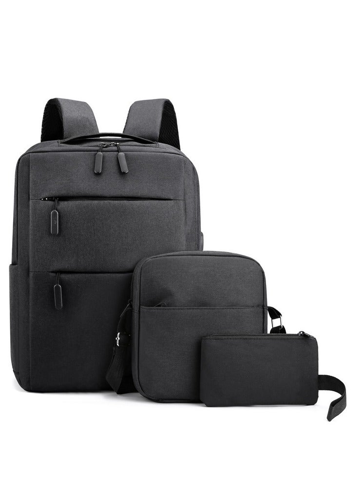 FANGFANGOTD Laptop Backpack 15" Travel Business Work Bag Water Resistant Daypack with USB Charging Port Black - Image 1