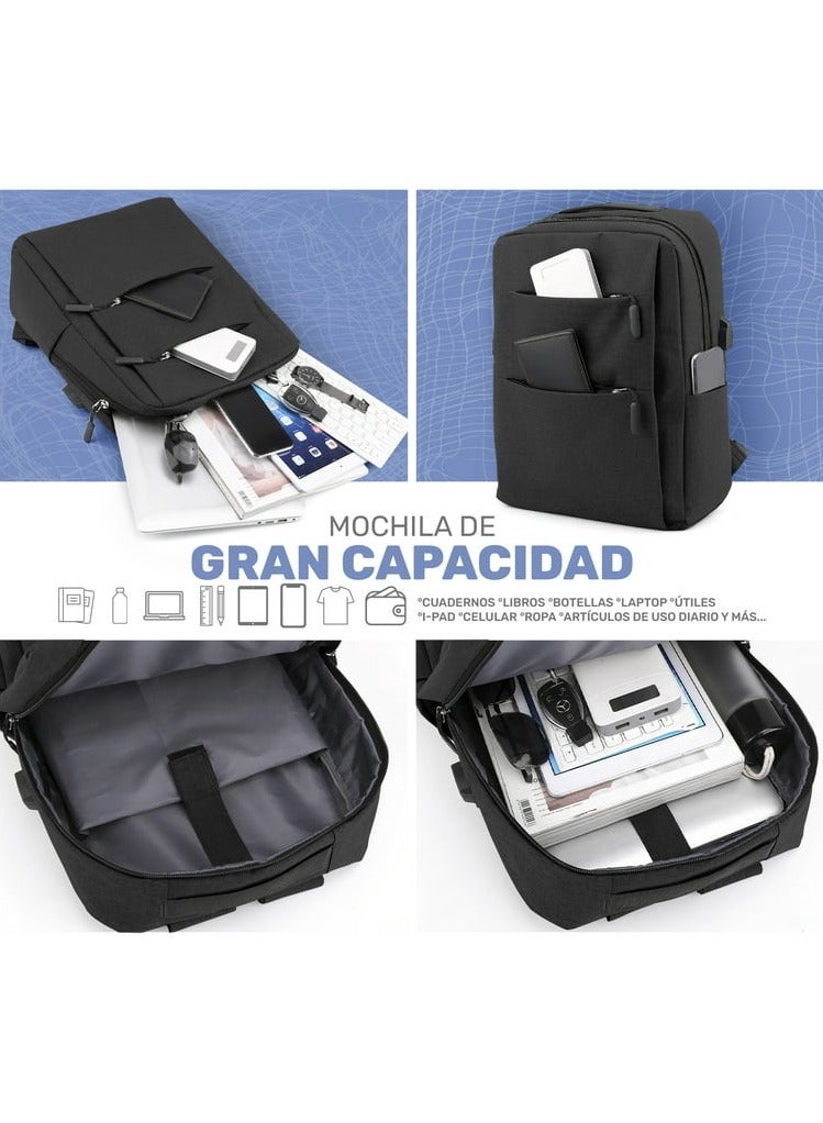 FANGFANGOTD Laptop Backpack 15" Travel Business Work Bag Water Resistant Daypack with USB Charging Port Black - Image 3