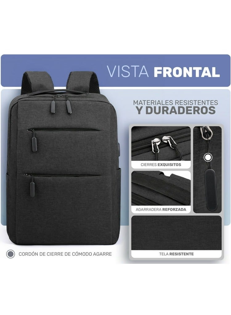 FANGFANGOTD Laptop Backpack 15" Travel Business Work Bag Water Resistant Daypack with USB Charging Port Black - Image 4