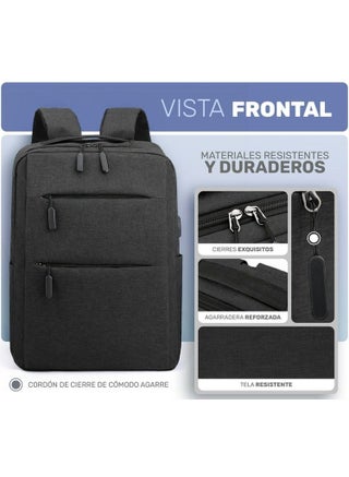 Laptop Backpack 15" Travel Business Work Bag Water Resistant Daypack with USB Charging Port Black - view 4