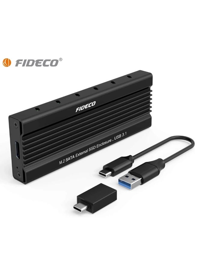 FIDECO USB 3.1 Gen 2 M.2 SATA NGFF SSD Enclosure M203CS, 10Gbps External SSD Case - Image 1
