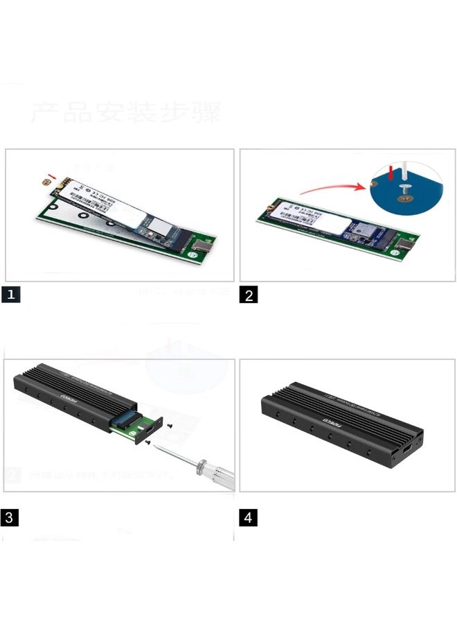 FIDECO USB 3.1 Gen 2 M.2 SATA NGFF SSD Enclosure M203CS, 10Gbps External SSD Case - Image 3
