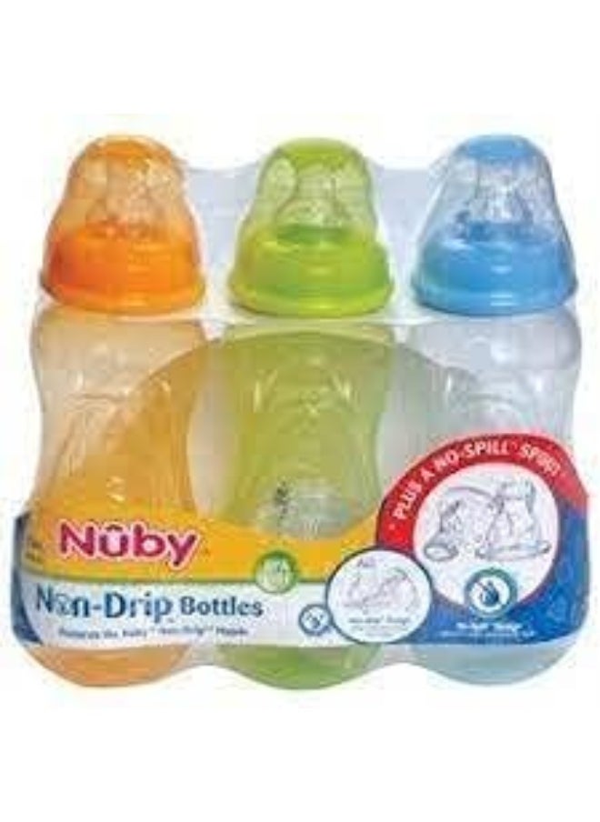 Nuby Nuby Non-Drip Standard Neck Bottles, 10 Ounce (Orange/Green/Aqua)  - Image 3