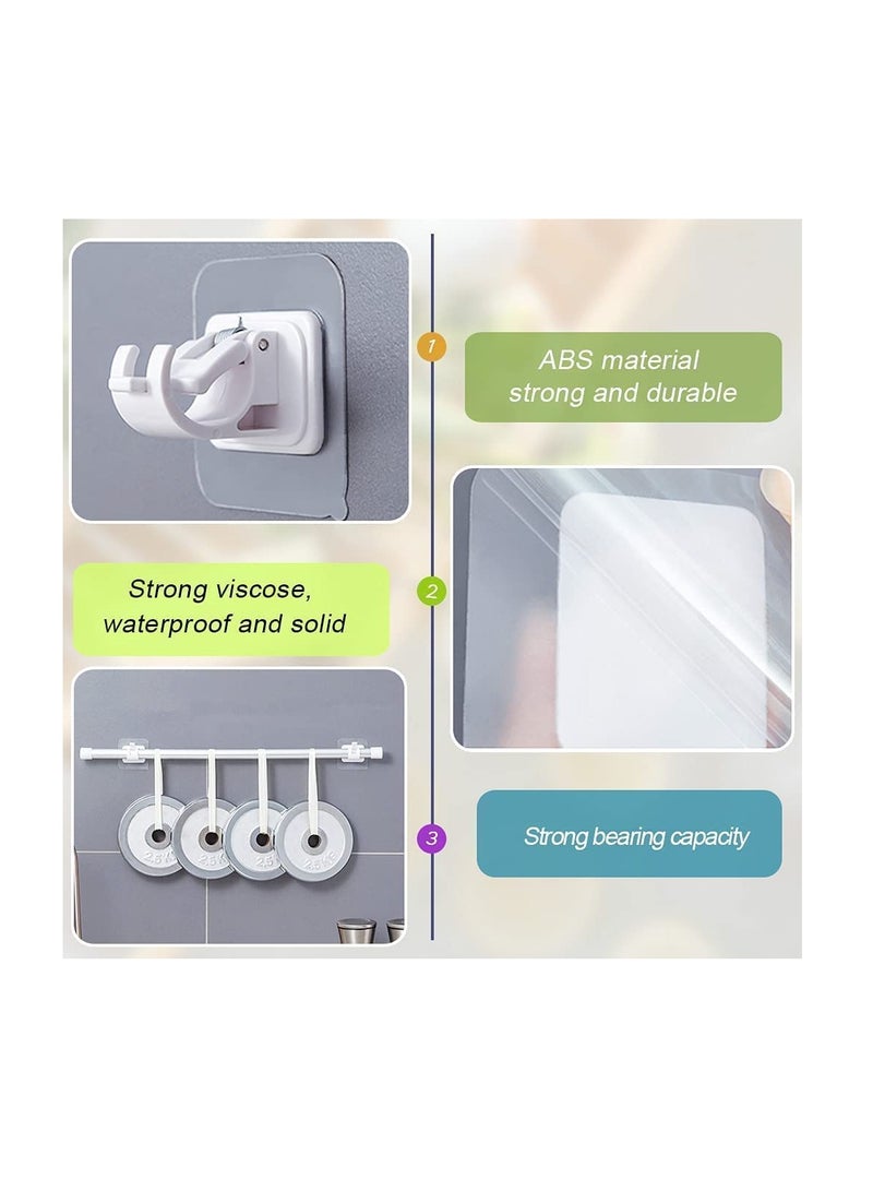Zikra 8 Pieces Self Adhesive Curtain Rod Bracket, No Drill Drapery Hooks Holder, Plastic Easy Sticky Curtain Rod Hooks for Kitchen, Bathroom, Hotel (White) - Image 3