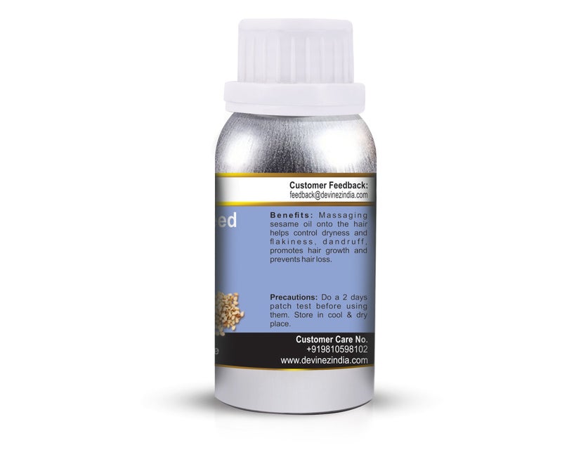 Devinez Sesame Seed Cold-Pressed Oil, 250ml - 100% Pure, Natural, Undiluted, Therapeutic Grade Oil For Hair & Skin Care, Head Lice, Dandruff care, Deep Conditioning - Image 5