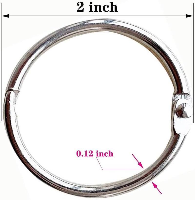 OZXTYO Loose Leaf Binder Ring 2 Inch, 8 Pack, Nickel Plated Steel Binder Rings,Silver, for School, Home, or Office,Book Rings, Metal Rings for Index Cards, Rings for Flash Cards, Paper Rings - Image 2
