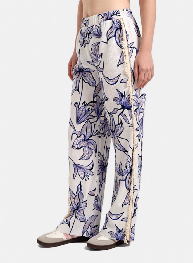 Carina Floral Pants with Fringe Detail - Image 2