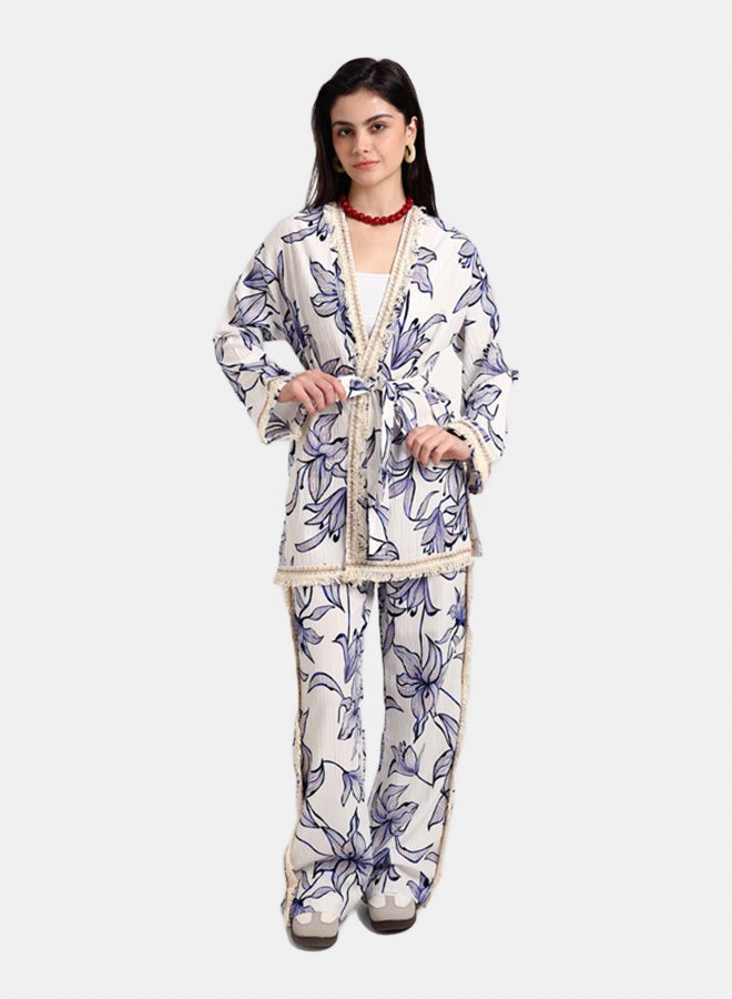 Carina Floral Pants with Fringe Detail - Image 5