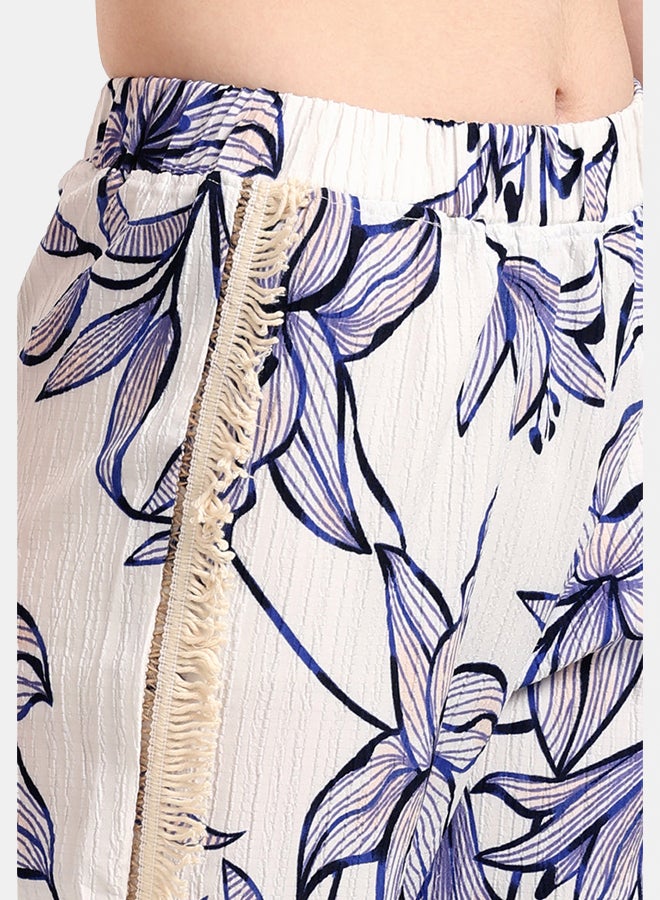Carina Floral Pants with Fringe Detail - Image 4
