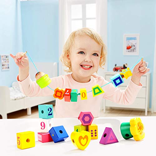 TOP BRIGHT Wooden Lacing Beads for Toddlers Kids Fine Motor Skills Montessori Toys for 2 Year Old Girls Boys Threading Toys for Two Year Old Girl Birthday Gifts - Image 5