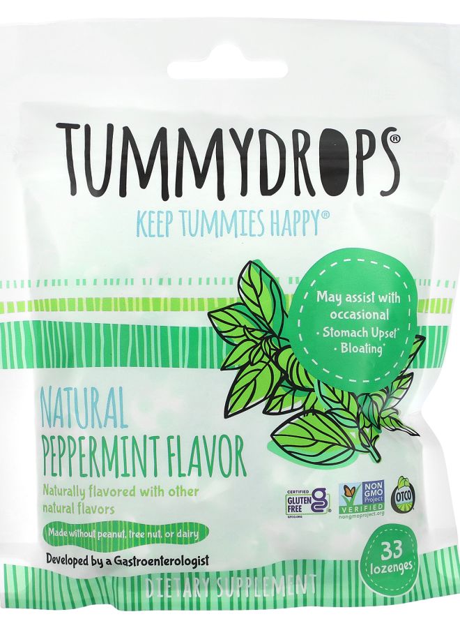 TUMMYDROPS Natural Peppermint 33 Lozenges - Image 1