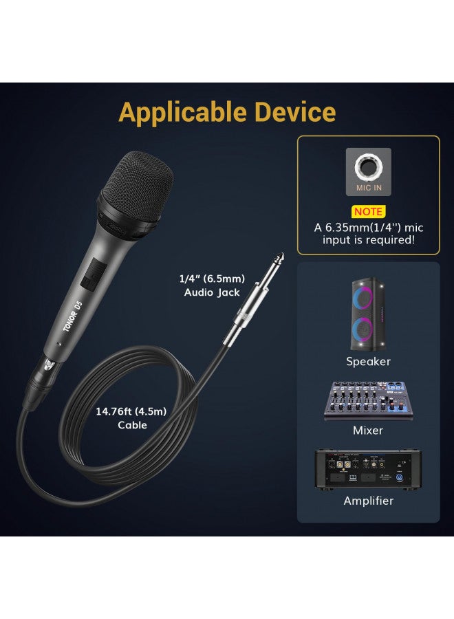 TONOR TONOR Professional Vocal Microphone for Singing, Dynamic Handheld Wired Karaoke Mic, Cardioid Studio Microfono with 5M XLR to 1/4" Cable, for Speakers/Mixer Machine/Amp/Speech/Karaoke and Outdoors  - Image 5