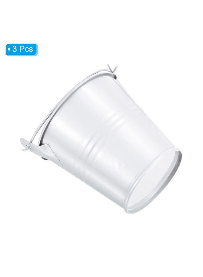 PATIKIL دلو معدني صغير بارتفاع 3 بوصات، عبوة 3 دلو معدني ملون لنباتات السكسولنت، دلو زينة للحفلات مع مقبض لنباتات السكسولنت الصغيرة، أبيض - Image 4