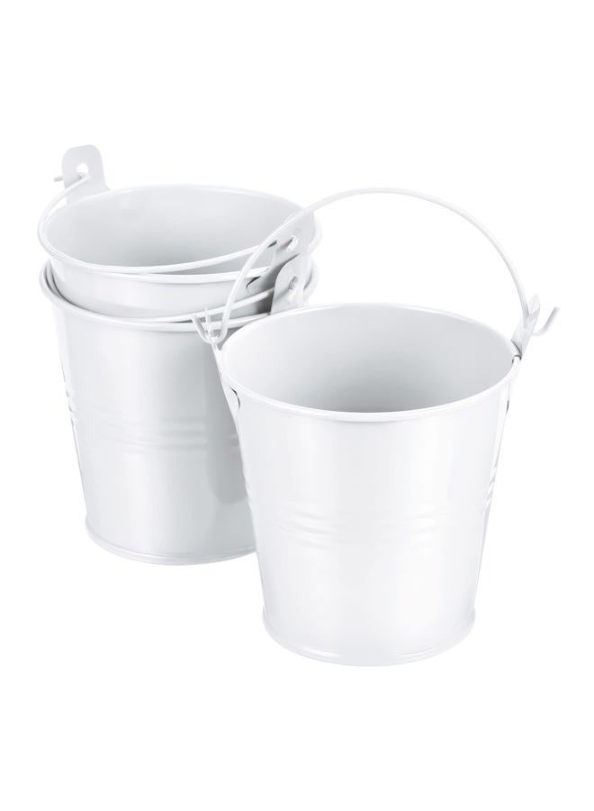 PATIKIL دلو معدني صغير بارتفاع 3 بوصات، عبوة 3 دلو معدني ملون لنباتات السكسولنت، دلو زينة للحفلات مع مقبض لنباتات السكسولنت الصغيرة، أبيض - Image 1