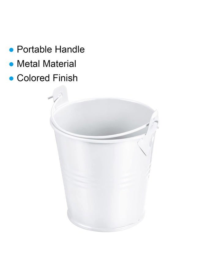 PATIKIL دلو معدني صغير بارتفاع 3 بوصات، عبوة 3 دلو معدني ملون لنباتات السكسولنت، دلو زينة للحفلات مع مقبض لنباتات السكسولنت الصغيرة، أبيض - Image 5
