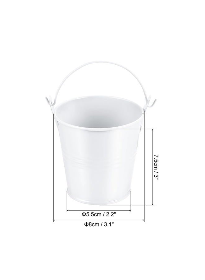 PATIKIL دلو معدني صغير بارتفاع 3 بوصات، عبوة 3 دلو معدني ملون لنباتات السكسولنت، دلو زينة للحفلات مع مقبض لنباتات السكسولنت الصغيرة، أبيض - Image 2