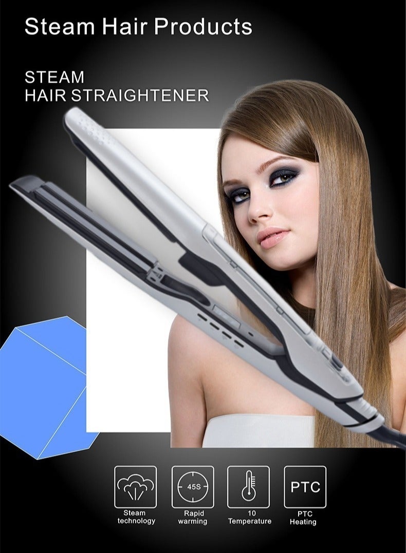 Electric Steam Hair Straightener, Spray, Straightening and Curling Dual-purpose Without Damaging Hairpin, LCD Display, Detachable Water Tank, Auto Shut-off After 1 Hour - Image 1