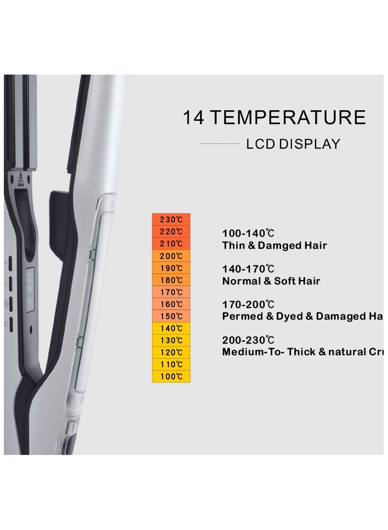 Electric Steam Hair Straightener, Spray, Straightening and Curling Dual-purpose Without Damaging Hairpin, LCD Display, Detachable Water Tank, Auto Shut-off After 1 Hour - Image 4